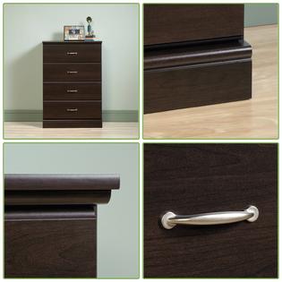 Sauder Bedroom Contemporary 4 Drawer Espresso Finish Chest Dresser