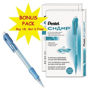 Pentel Champ 0 7 Mm Mechanical Pencil Blue Barrel 24 Ct