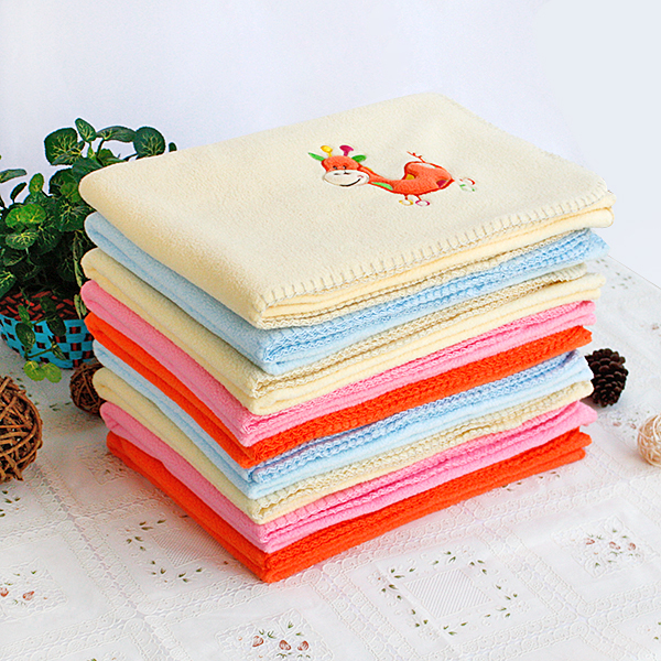 Blancho Bedding [White Whale - Yellow] Embroidered Applique Coral Fleece Baby Throw Blanket (29.5 by 39.4 inches)