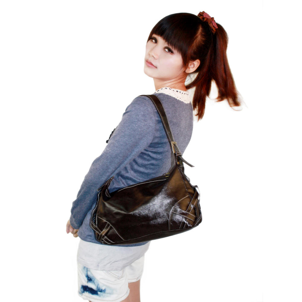 Blancho Bedding [Beauty Tamara] Stylish Coffee Leatherette Satchel Bag Handbag Purse