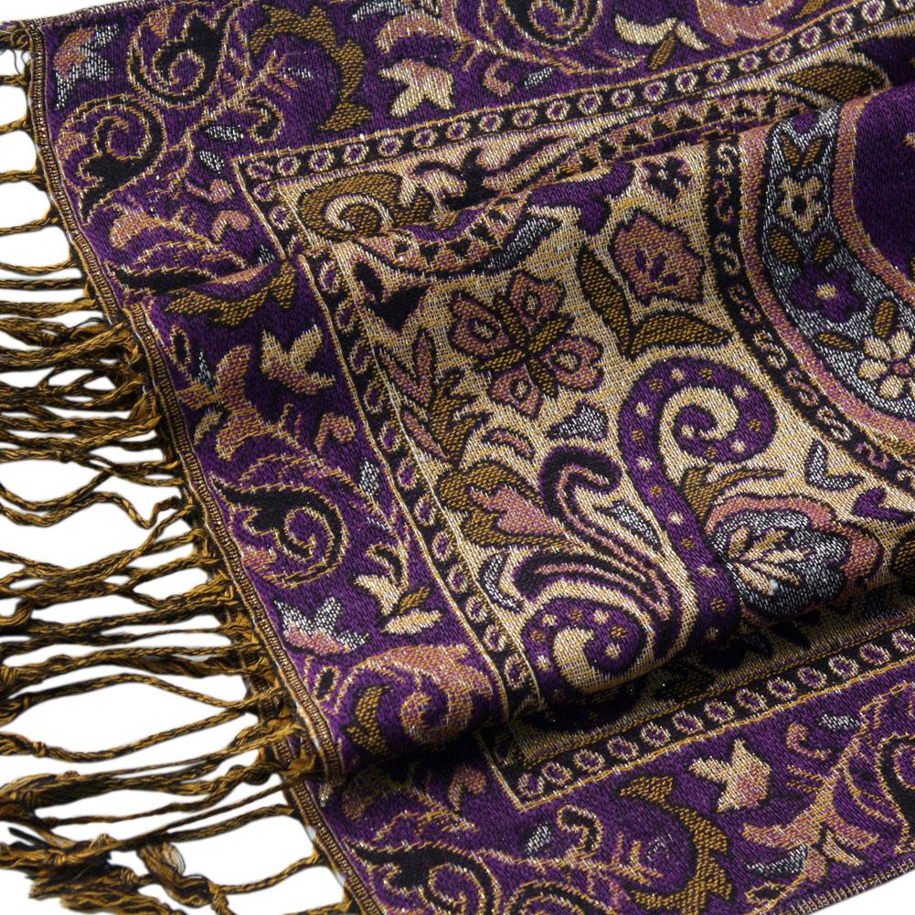Blacho Pa-611-6 Big Paisley Pattern Revitalized Style Silky Soft Tassel ends Pashmina/Shawl/Scarves