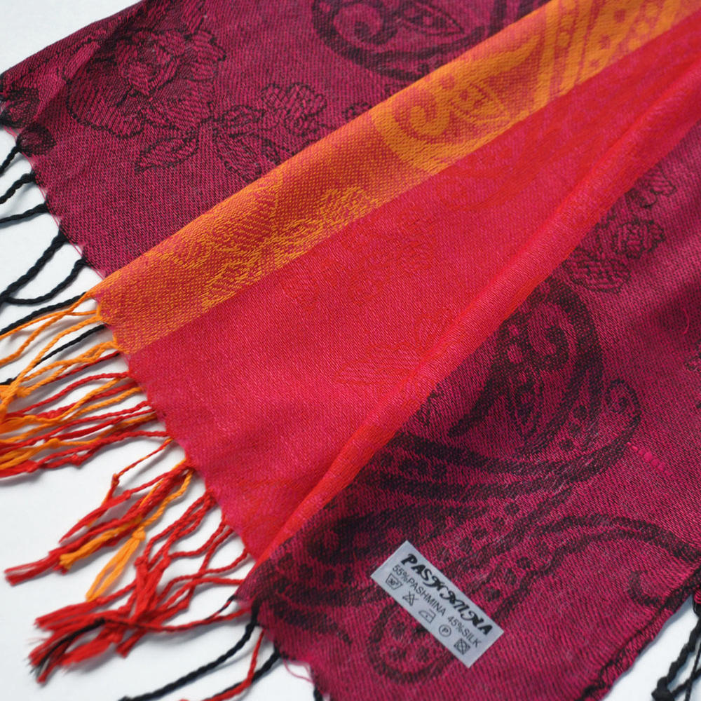 Blacho Pa-a82-3 Multi-Colors Rose & Paisley National Style Exquisite Soft Tassel Ends Pashmina/Shawl/Scarf