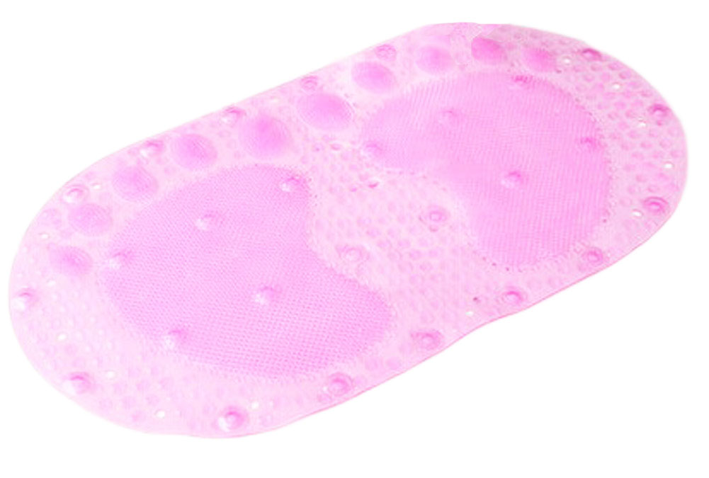 Panda Superstore Creative Pink Bubble&Footprint Non Slip Bath Rug Bath Mat 39x69cm [Clear]