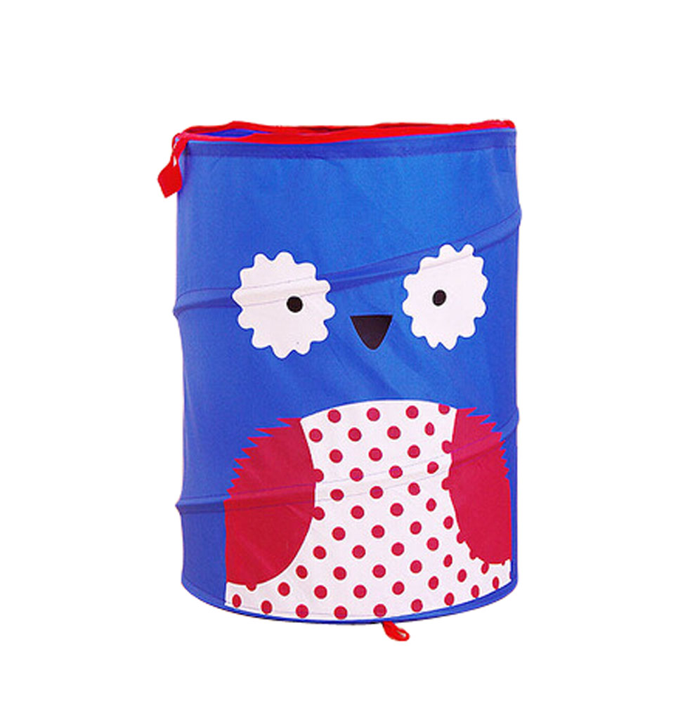 Panda Superstore Foldable Cartoon Design Household Essentials Laundry Basket BLUE, 43*35cm