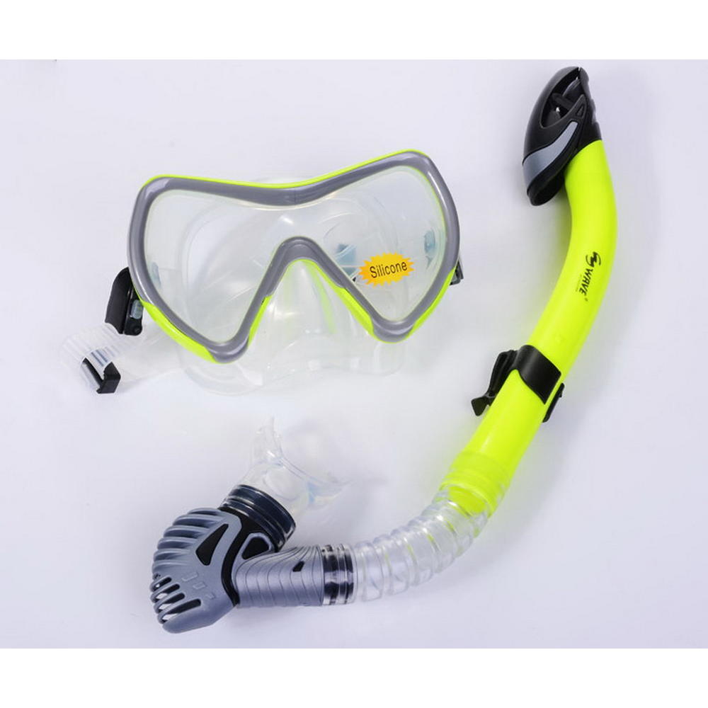 Panda Superstore Neon Yellow Anti Fog Freediving Mask & Snorkel Set Snorkeling Goggles