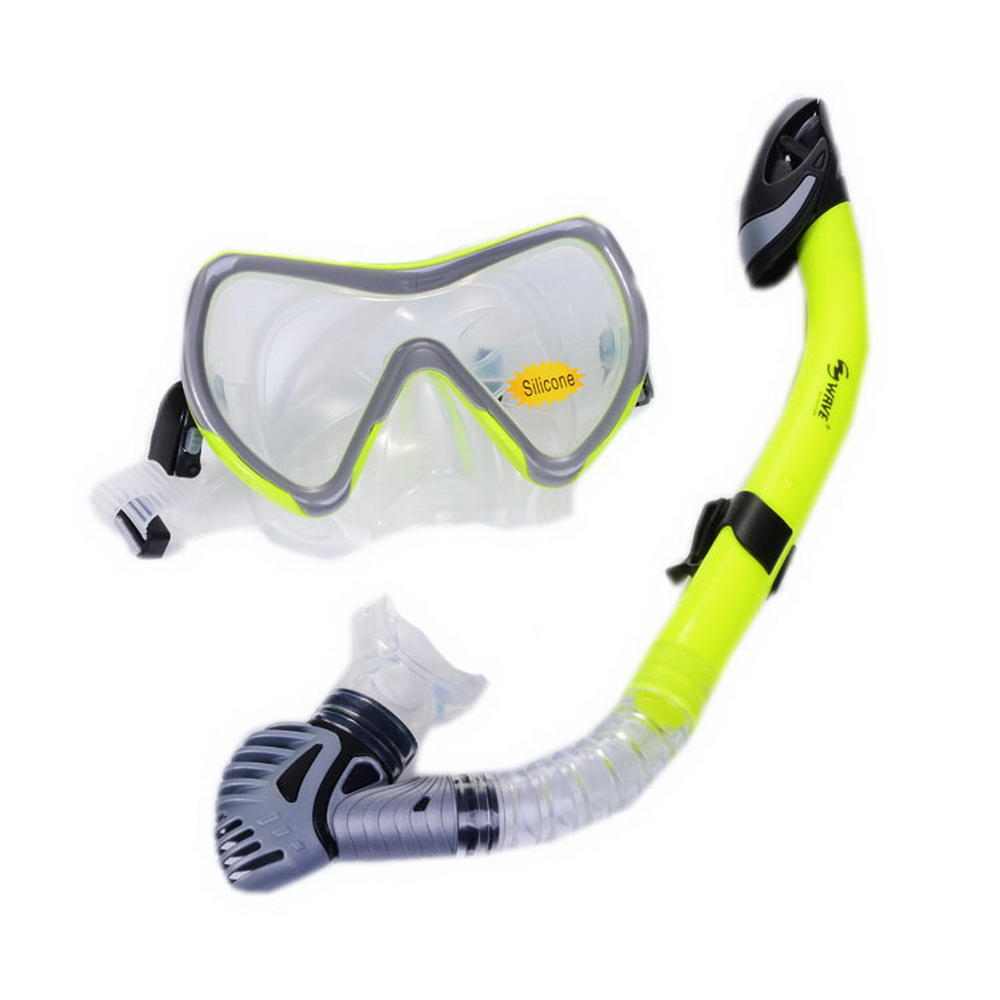 Panda Superstore Neon Yellow Anti Fog Freediving Mask & Snorkel Set Snorkeling Goggles