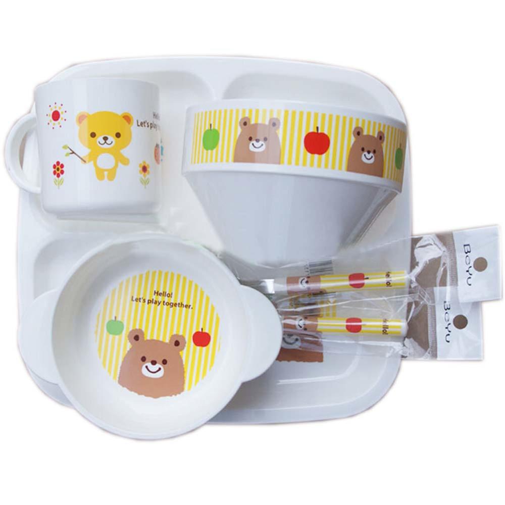 Panda Superstore 6-Piece High Quality Unbreak Lovely Bear Healthy Baby Dinnerware Set, Yellow