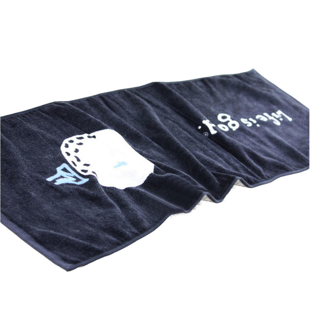 Panda Superstore [BLACK] Cute Golf Cotton  Active-Dry Golf /Workout Towel, 12.6" x 35.4"