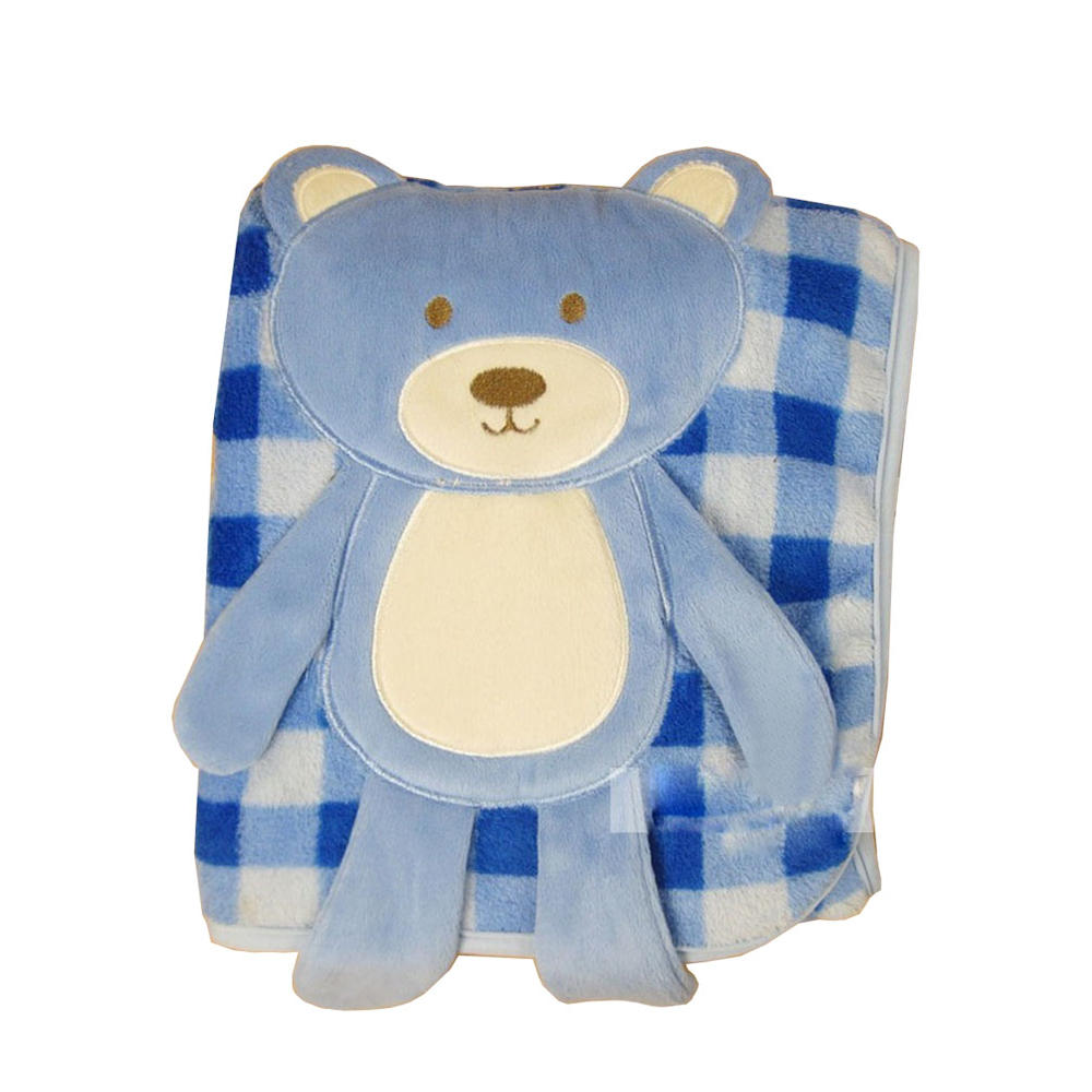 Panda Superstore Cute Baby Thin Coral Fleece Blanket/ Infant Spring And Summer Quilt Blue Bear