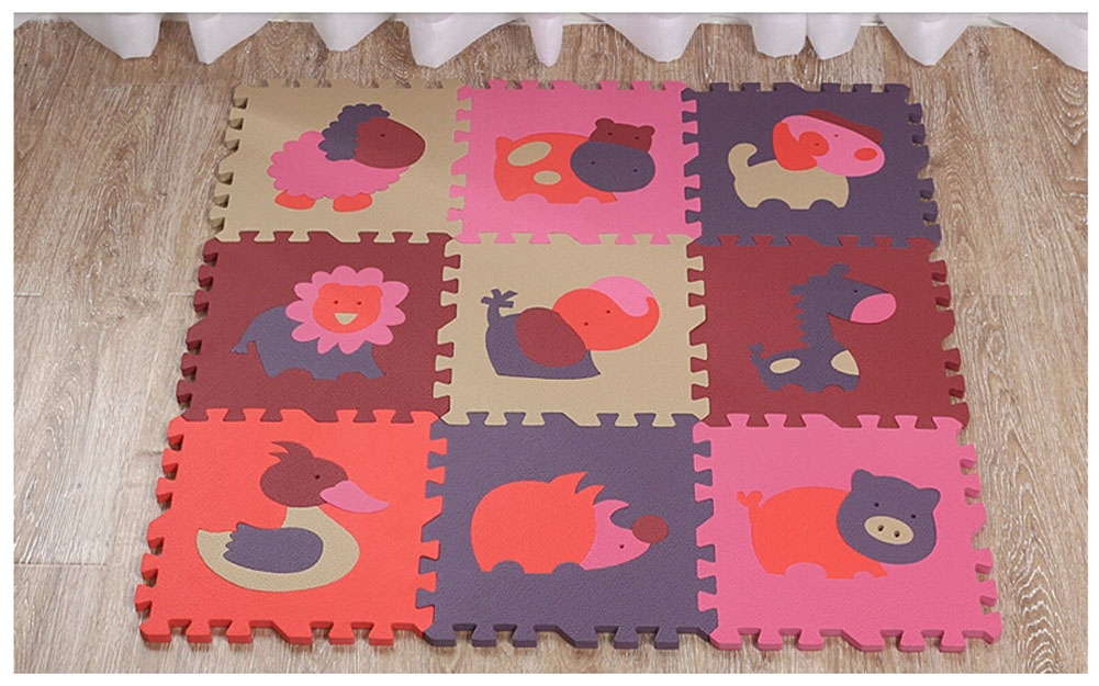 Panda Superstore Joint Mat Interlocking Foam Mats Eva Foam Floor Mats 9 Tiles Random Color