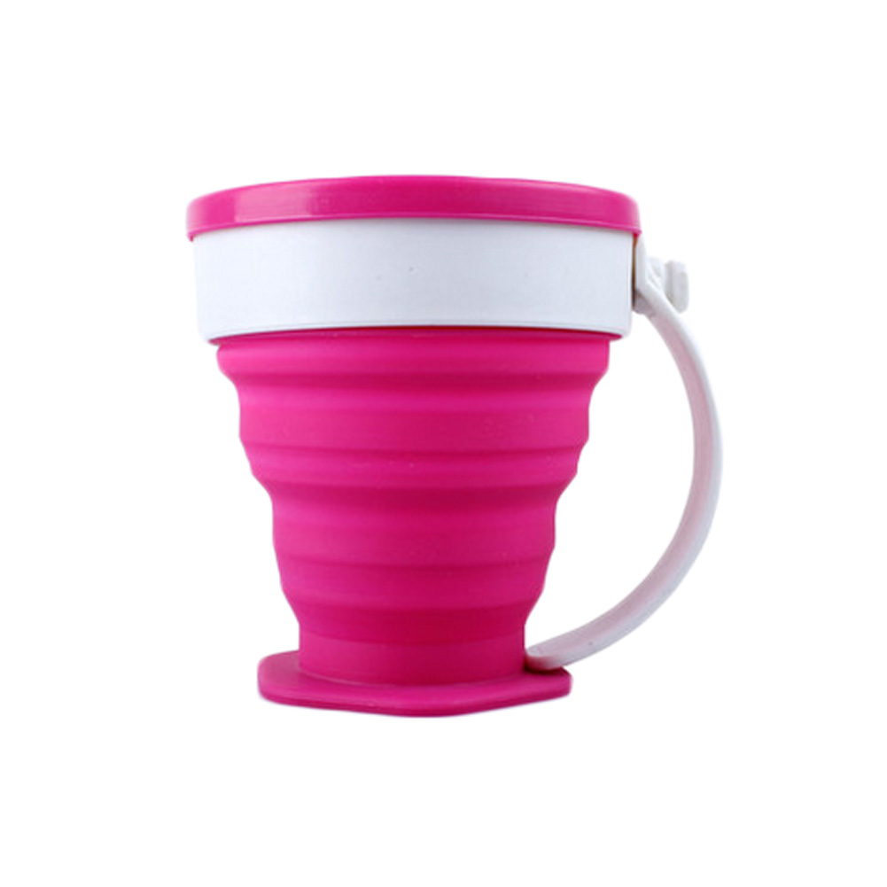 Panda Superstore Silicone Outdoor Collapsible Mug Folding Travel Camping Cup (200ml, Rose-red)