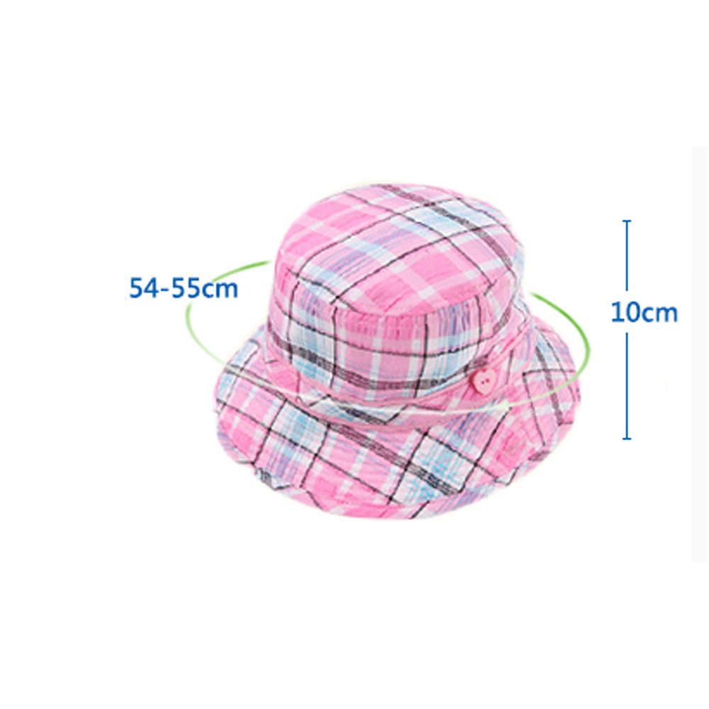 Panda Superstore Summer Sun Hat for Girl Travel Outdoor Grid Style Bucket Hat, Pink