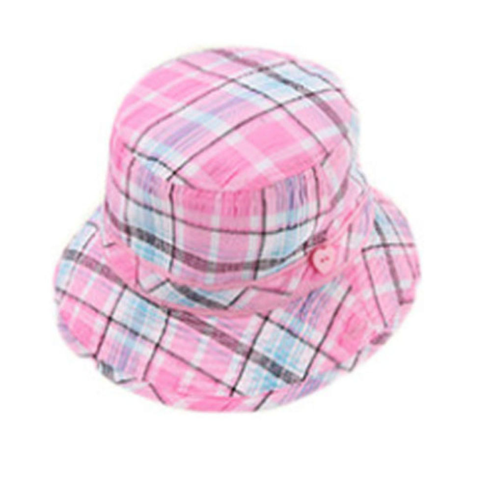 Panda Superstore Summer Sun Hat for Girl Travel Outdoor Grid Style Bucket Hat, Pink