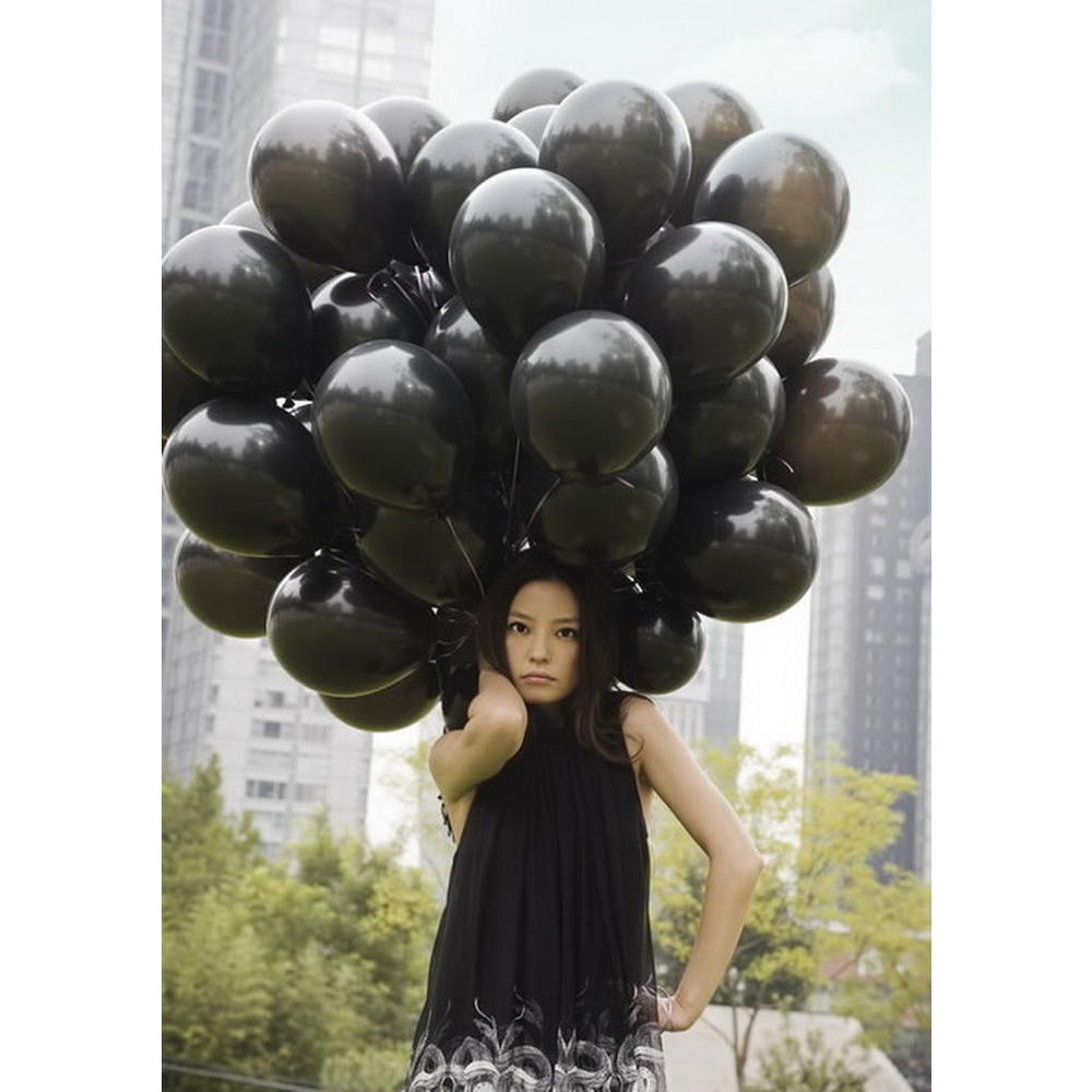 Panda Superstore 10'' Latex Black Balloons 90 Pcs Thickening Party Balloons