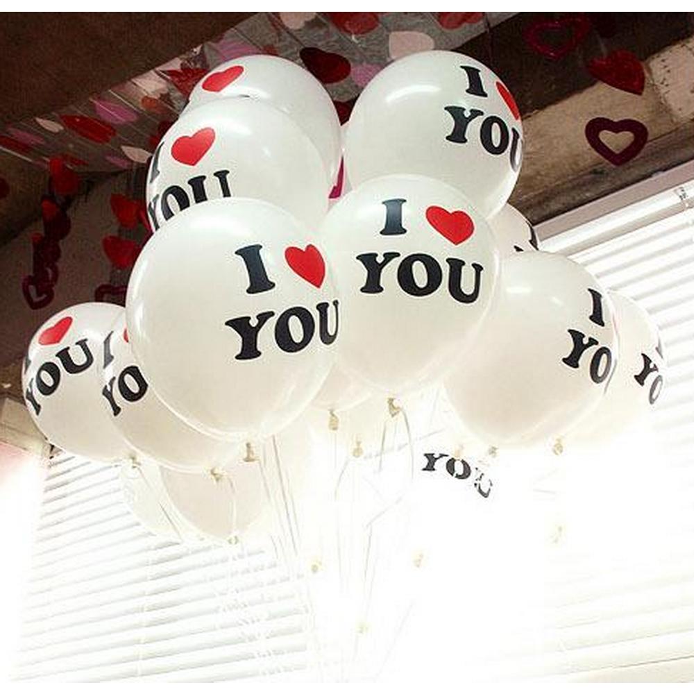 Panda Superstore 50 Pcs White Balloons I LOVE YOU Latex Balloons for Propose Wedding