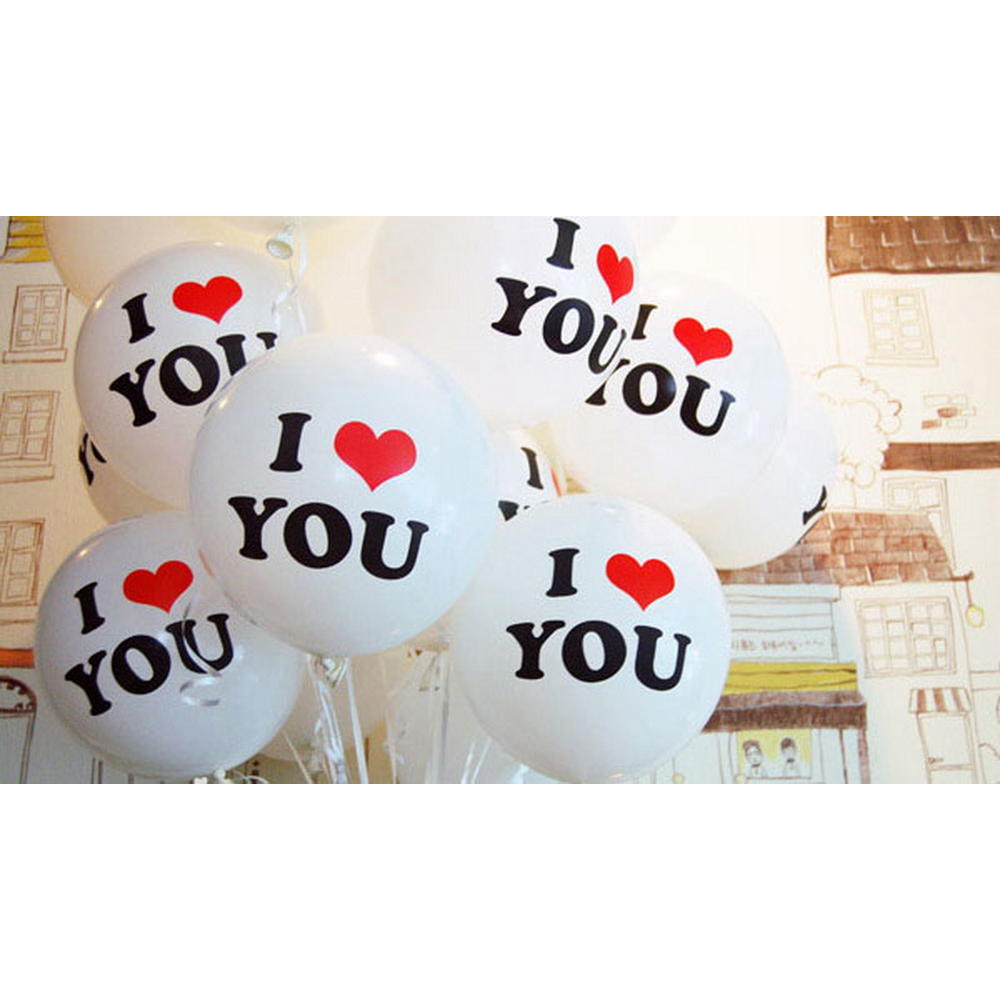 Panda Superstore 50 Pcs White Balloons I LOVE YOU Latex Balloons for Propose Wedding