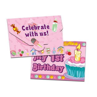 Panda Superstore Baby Girl 1st Birthday Invitation Cards 20 Pcs