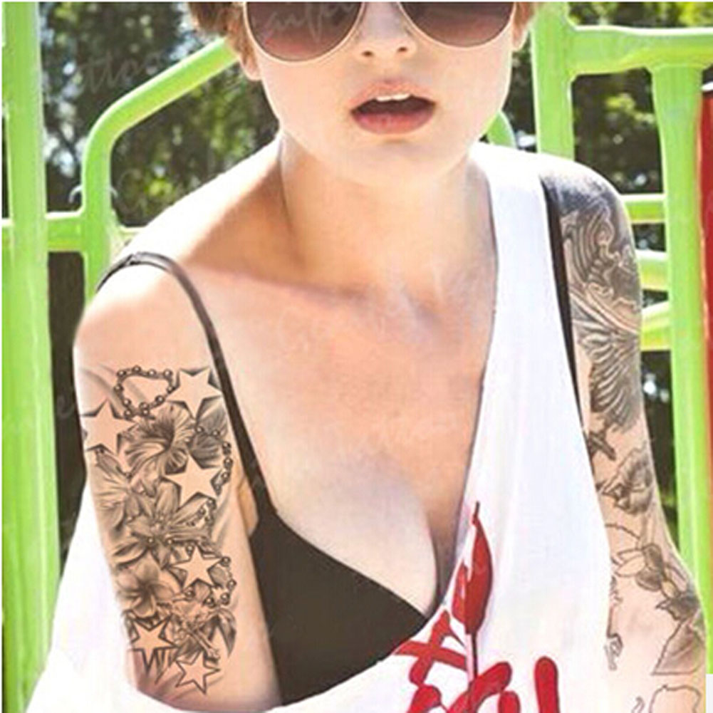 Panda Superstore [Star&Chain] Cool Art Body Tattoo Stickers Waterproof Fake Tattoos(8.6*4.1'')