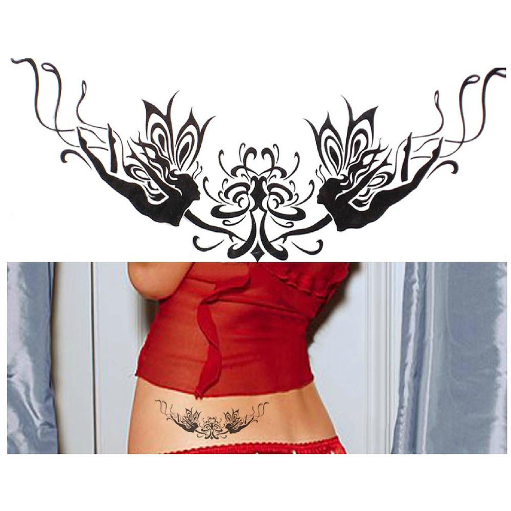 Panda Superstore Set of 4 Hot Black Angel&Flower Totem Body Tattoo Stickers Fake Tattoo Designs