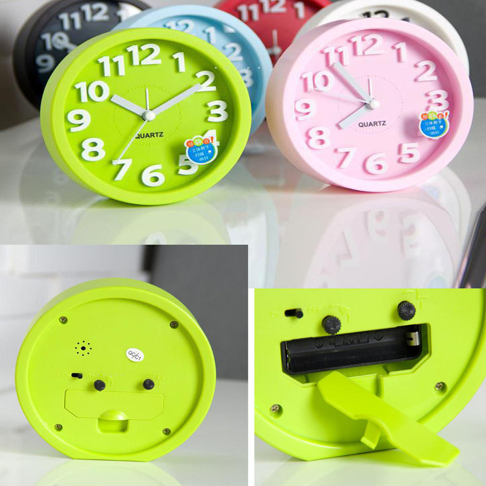 Panda Superstore Desk Candy Colors Creative Small Alarm Clock with Loud Alarm Bell (Round,Pink)