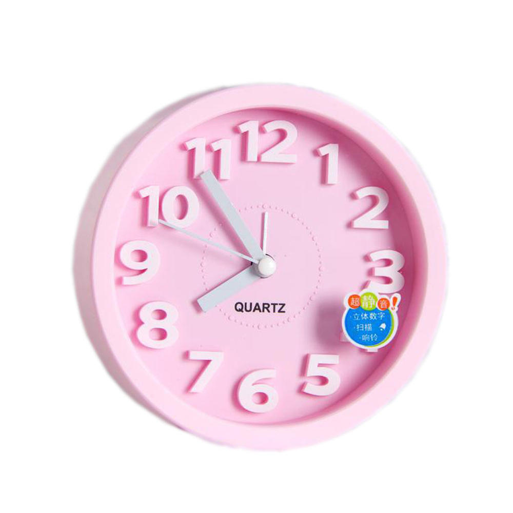 Panda Superstore Desk Candy Colors Creative Small Alarm Clock with Loud Alarm Bell (Round,Pink)
