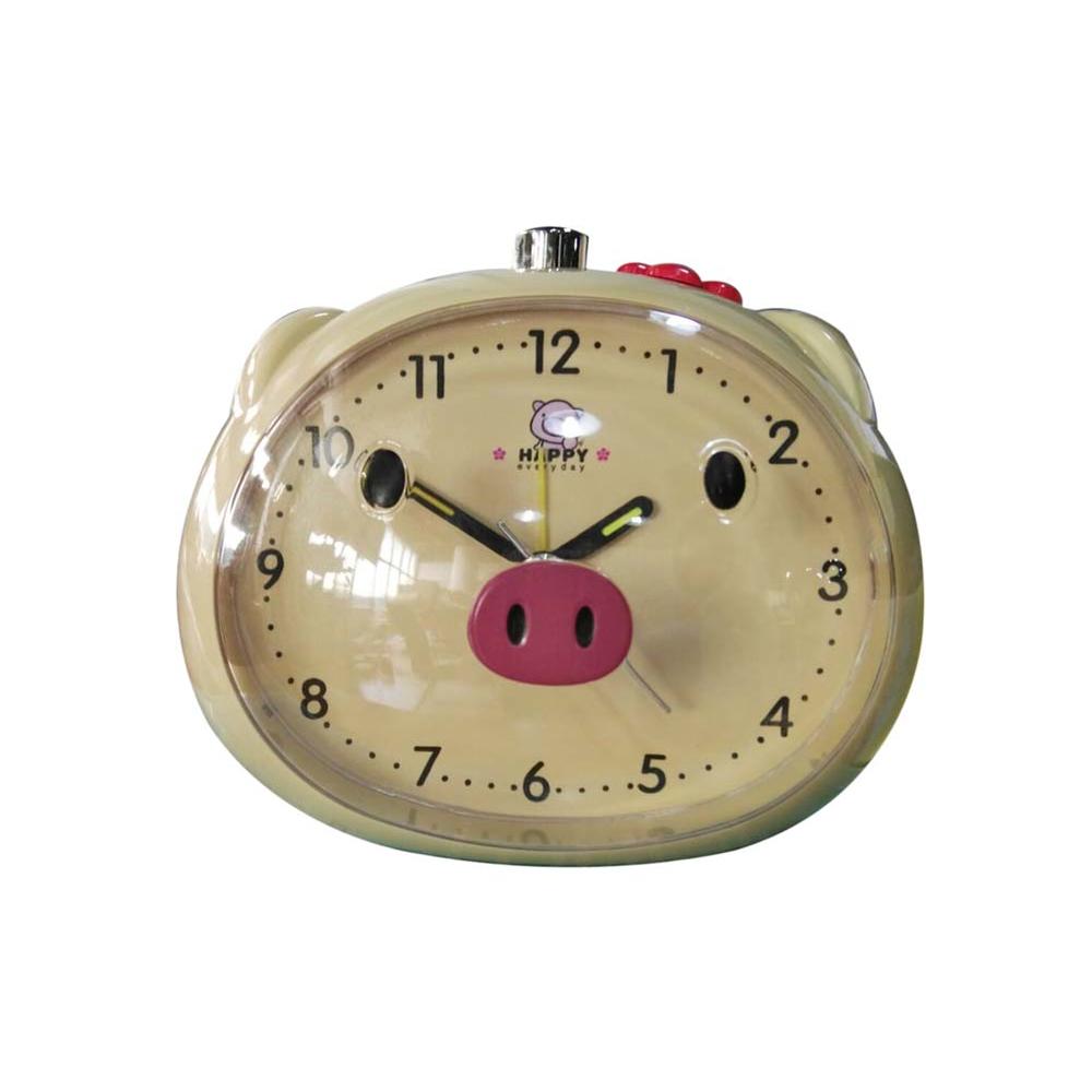 Panda Superstore Creative Pig Small Night-light Alarm Clock with Loud Alarm Bell(Round,Yellow)