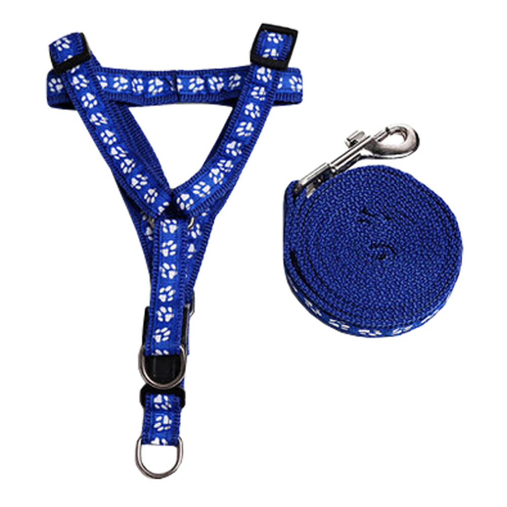 Blancho Pet Leash Hauling Cable Flexible Belt 47-inch Dog Lead Circle Footprints Blue
