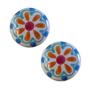 Kylin Express Set Of 2 38mm Colourful Flowers Ceramic Cabinet