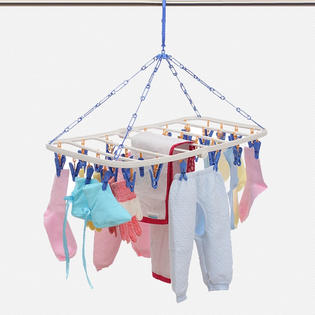 Kylin Express Multifunctional Baby Clothes Socks Drying Rack Clip And Drip Hanger 36 Clips