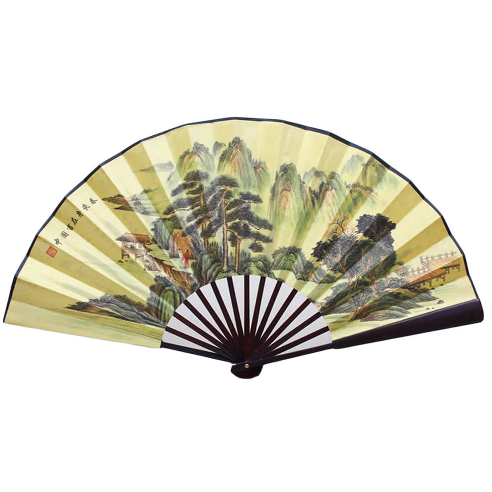 Kylin Express Chinese Traditional Sick Fan With Beautiful Mountains Pattern
