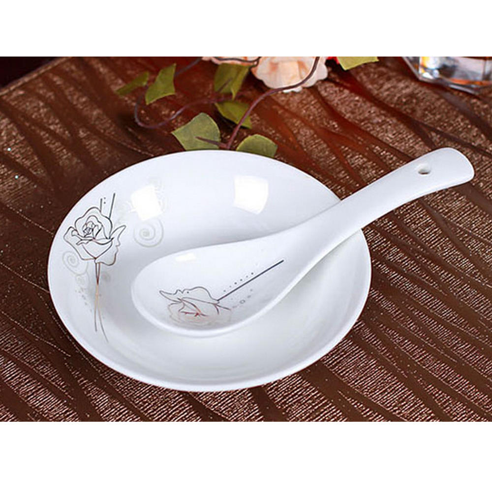 Kylin Express Set Of 5 Elegant Ceramic Soup Spoons Asian Soup Spoons