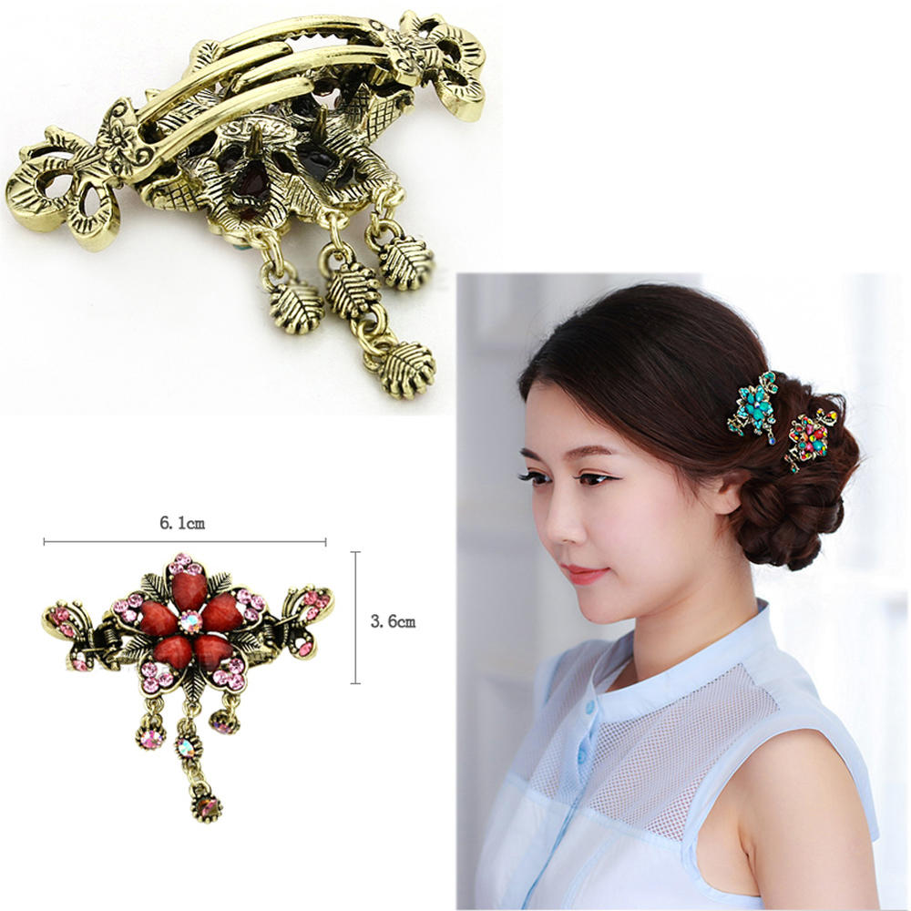 Kylin Express Fashionable Elegant Lady Hair Clips With Diamond Flower & Crystal Butterfly - F