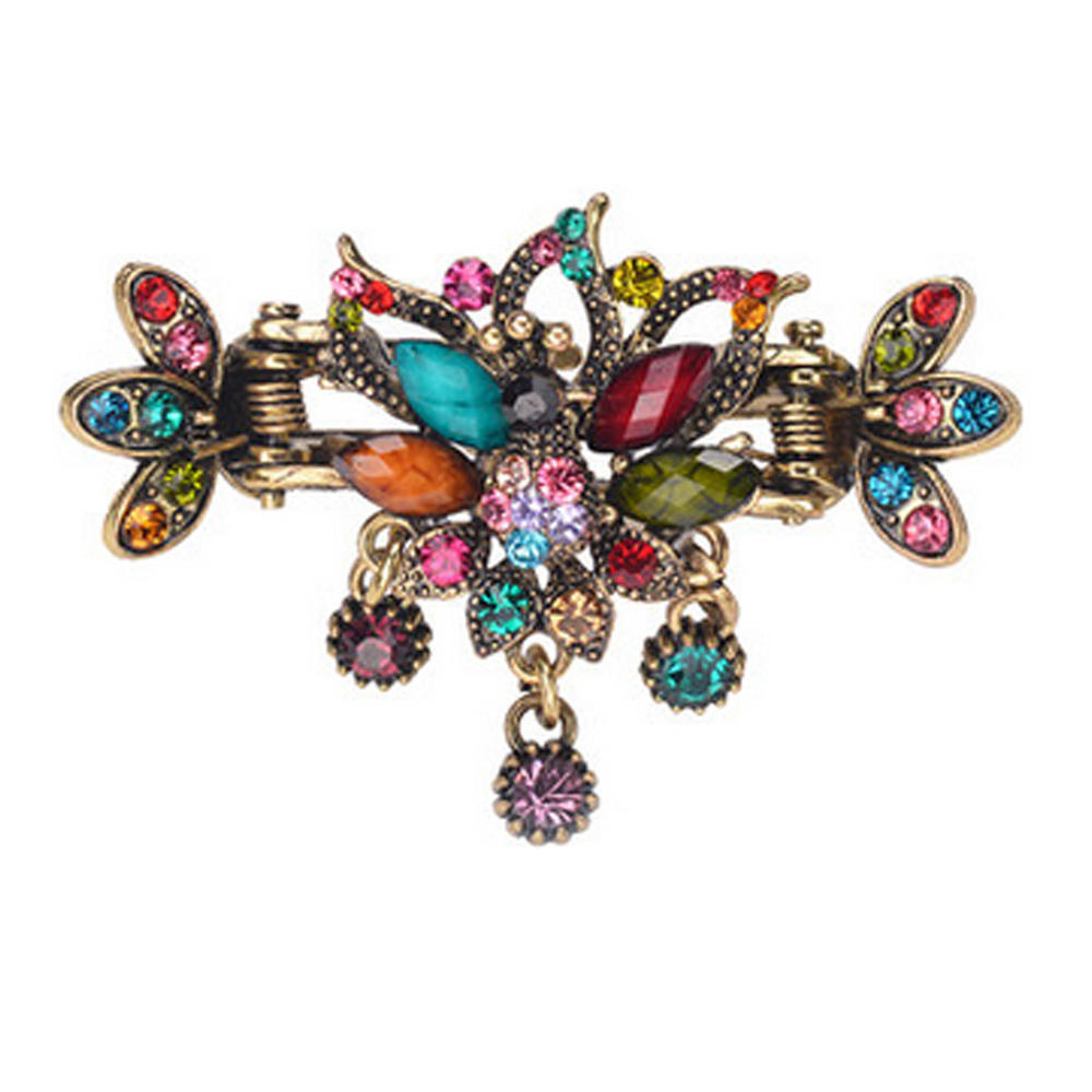 Kylin Express Fashionable Elegant Lady Hair Clips With Diamond Flower & Crystal Butterfly - F