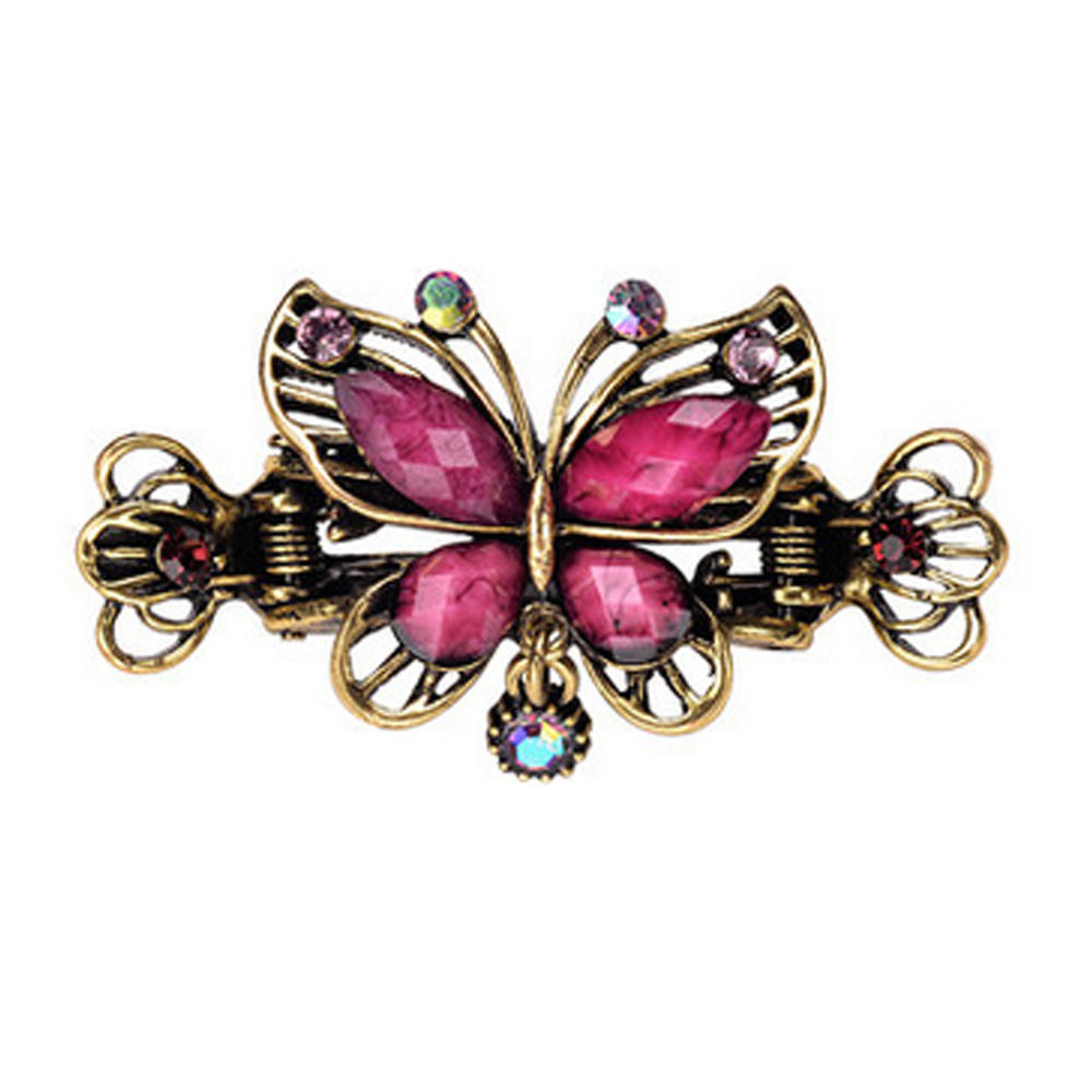 Kylin Express Fashionable Elegant Lady Hair Clips With Diamond Flower & Crystal Butterfly - I
