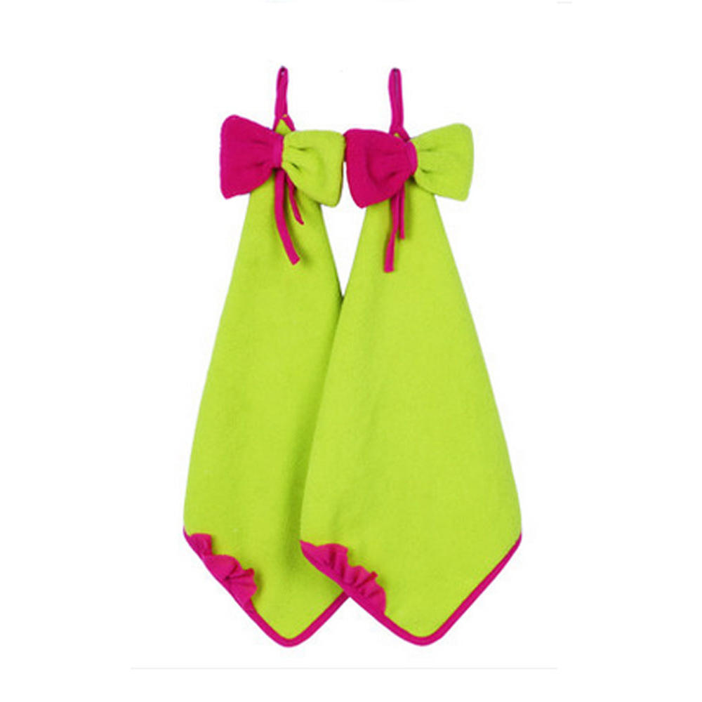 Blancho Bedding Set Of 2 Bowknot Apple Green Hand Towel For Kitchen&Bathroom&Toilet 33x33cm