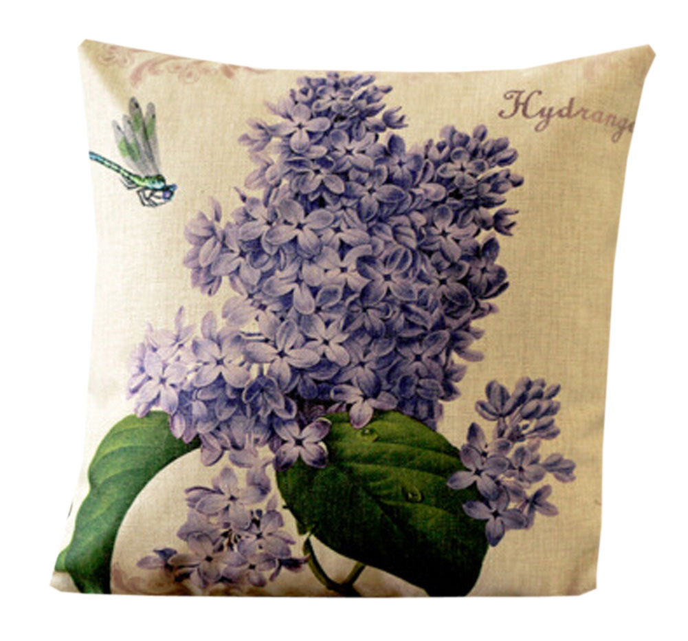Blancho Bedding Purple Hydrangea Zippered Decorative Throw Pillow Cover Cushion Case 44*44CM