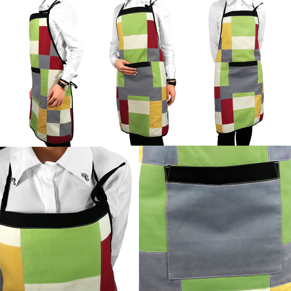 Blancho Bedding [Chic Grid] Patchwork Kitchen Apron Durable TC and Canvas Apron