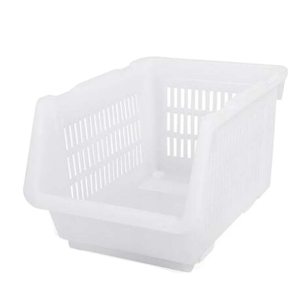 Blancho Bedding Set of 2, 32x23x20cm White Stackable Storage Box Bin Storage Basket Organizer