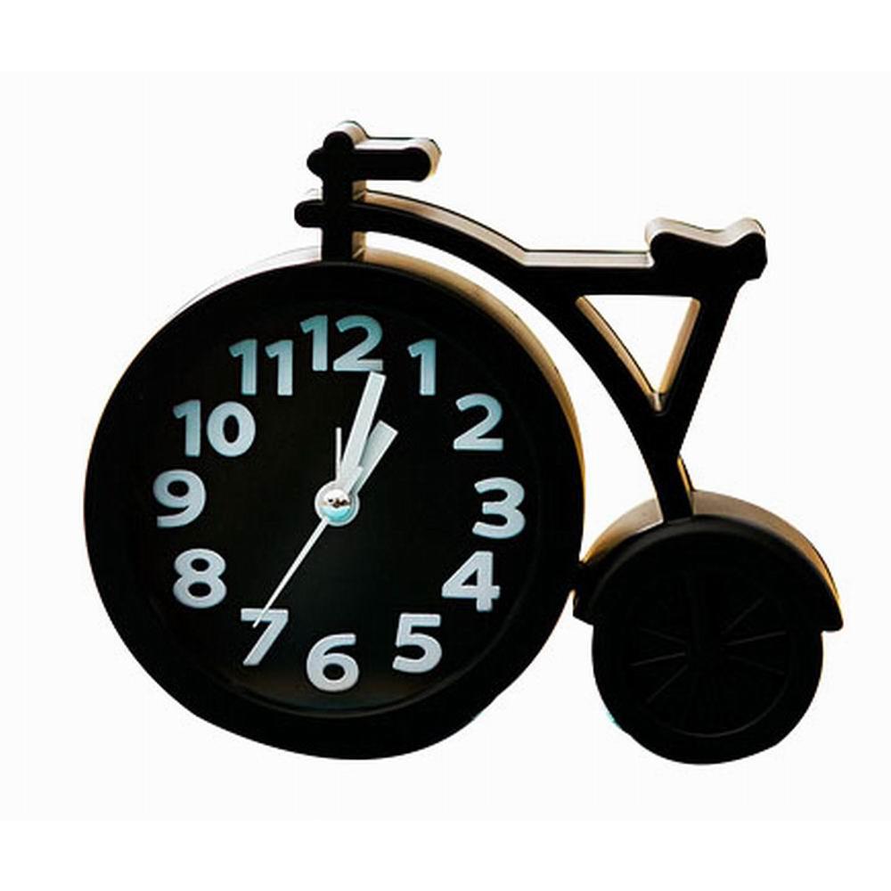 Blancho Bedding Cute Bicycle Shape Alarm Clock Bedside Desk Alarm Clock for Kids/Students, Black