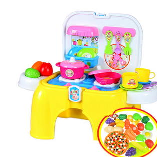 Blancho Bedding Baby Child Kitchen Playset Color Recognition Plastic Toy Chairs And Fruit Set