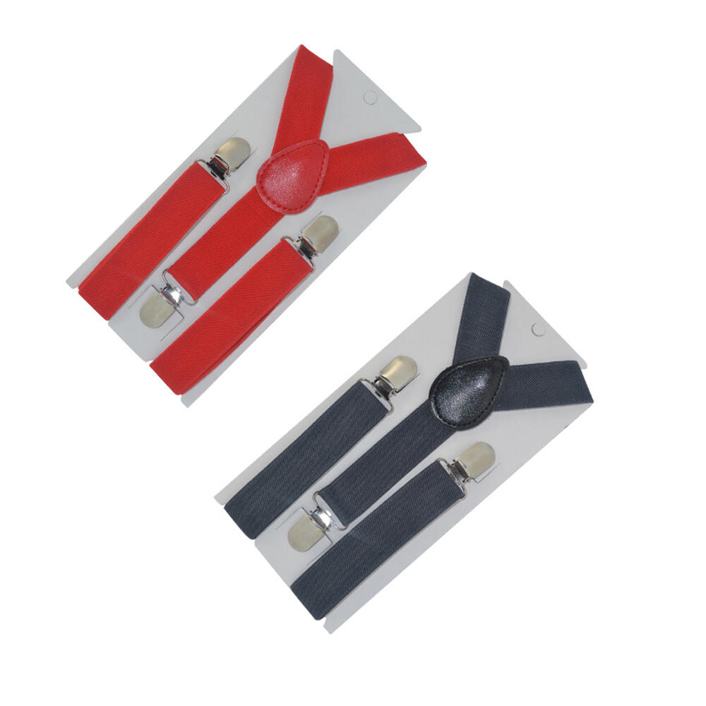 Kylin Express Set Of 2 Kids and Baby Elastic Adjustable Clip Suspender, Red & Deep Gray