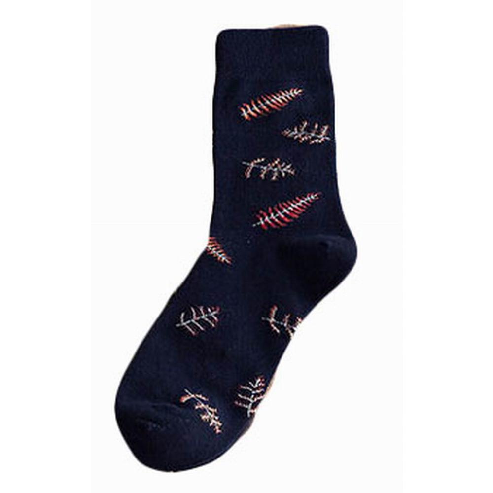 Blancho Bedding [Three Pairs] Fashionable Tube Male Socks Cotton Odor-proof Men Socks, Navy