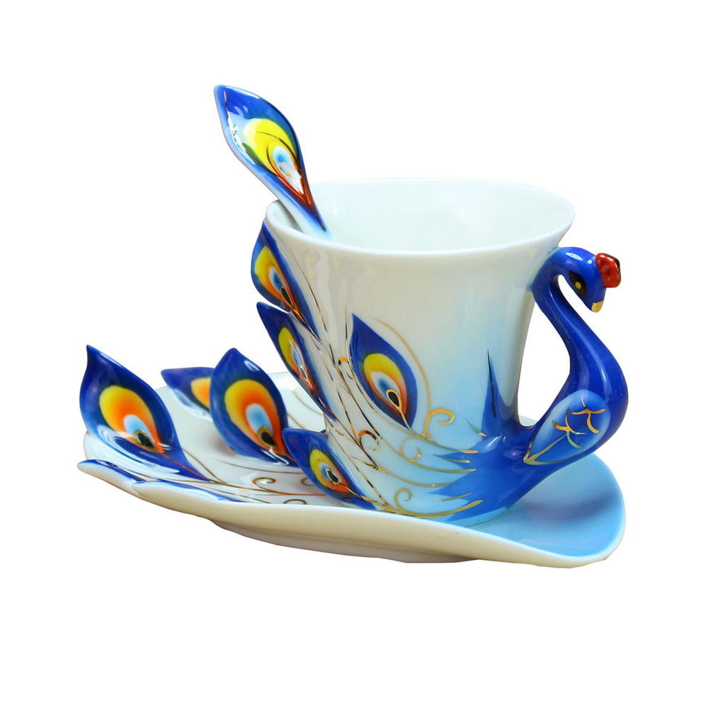 Panda Superstore Blue Creative Coffee Cup With A Plate&Spoon