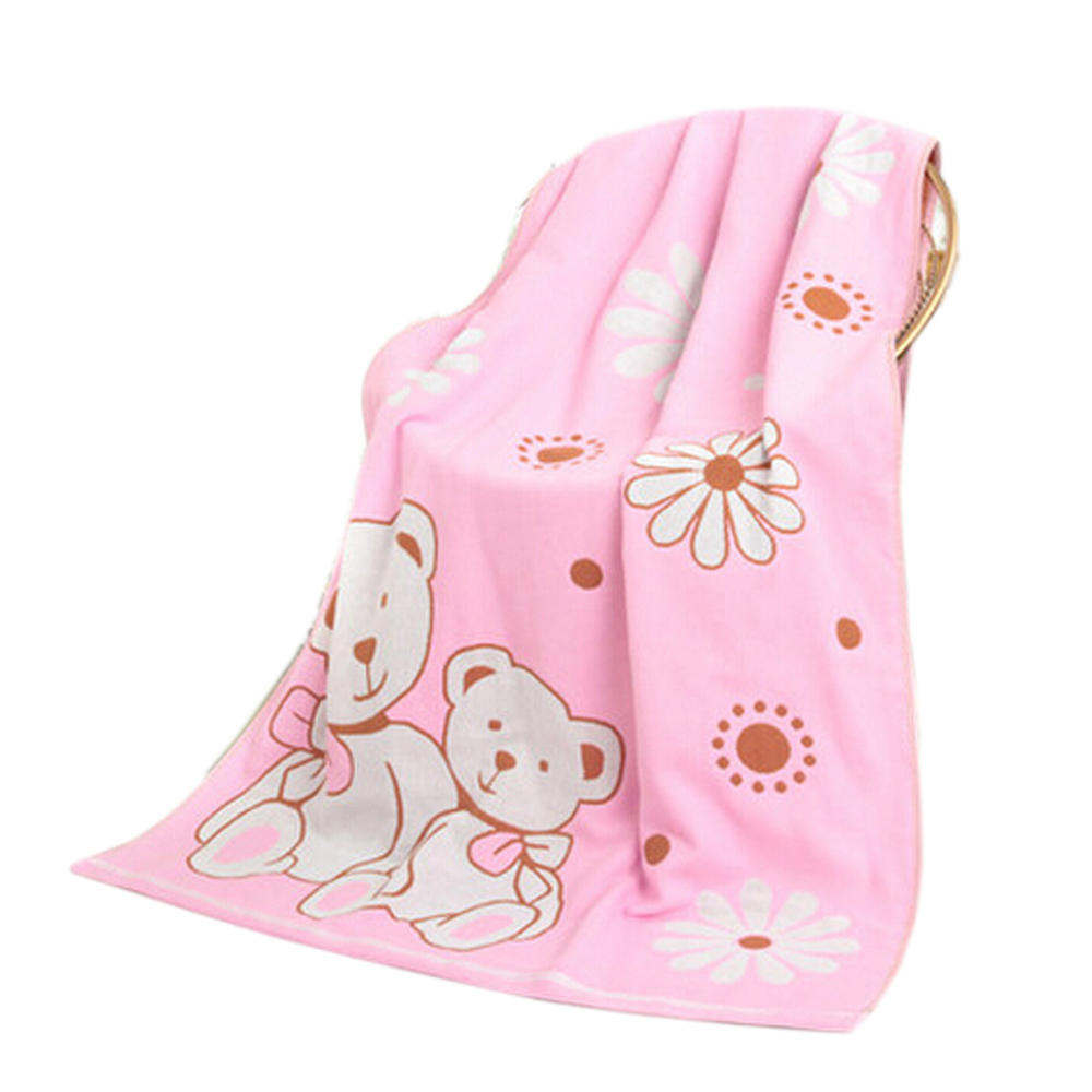Kylin Express Large Soft Beach Towels 140*70cm Sunflower And Bear Pattern,Pink