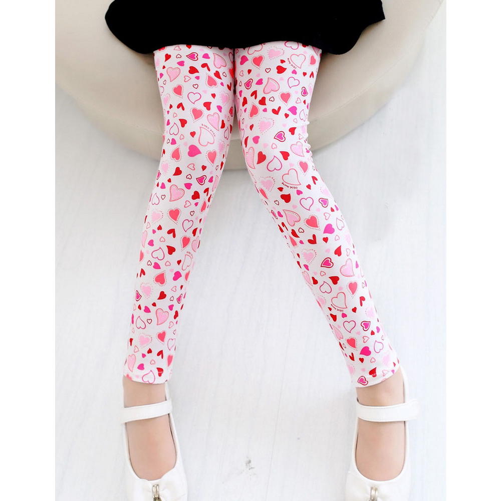 Black Temptation Comfy Printed Legging for Girls Pink Heart Tight Pant, 5-6X