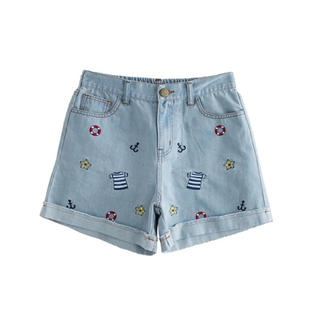 Black Temptation Fashion Cute Summer Girls Embroidery Casual Denim