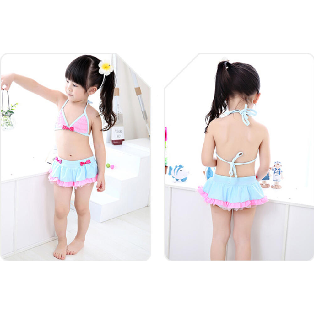 Kylin Express Lovely Little Girls Swimsuit Kids Two-pieces Bikini Swimwear 5T Pink/Blue