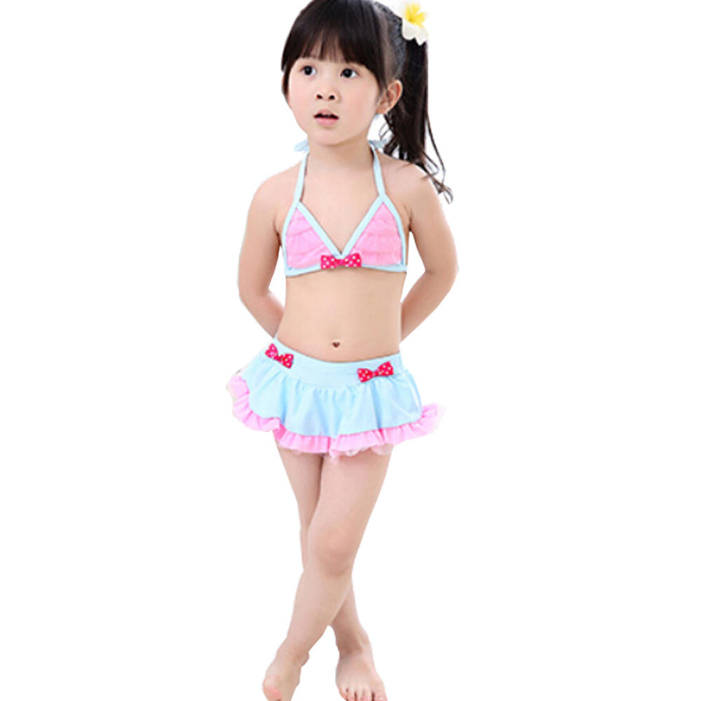 Kylin Express Lovely Little Girls Swimsuit Kids Two-pieces Bikini Swimwear 5T Pink/Blue