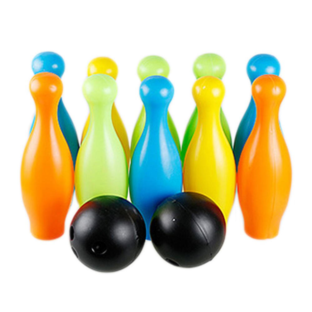 Kylin Express Small Colorful Kids Plastic Bowling Ball Set, 2 Balls And 10 Pins