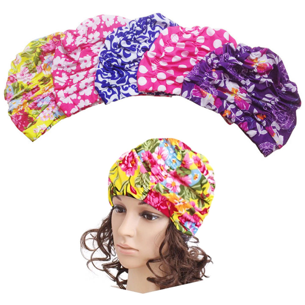 Kylin Express Trendy Lady Hot Spring Hat For Long Hair Flash Drying Earmuffs Swimming Cap V